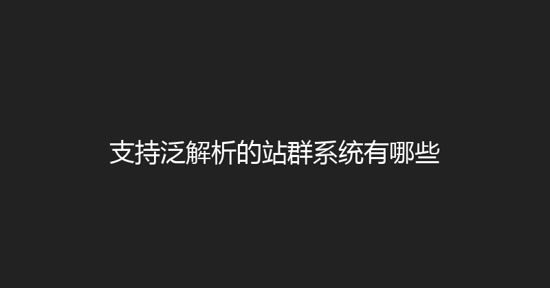 支持泛解析的站群系统有哪些 封面图