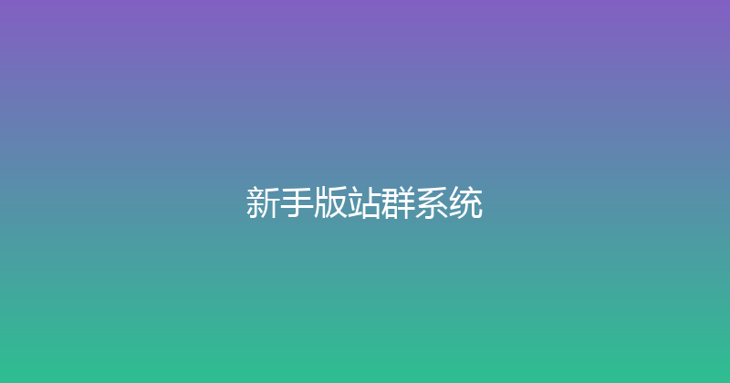 新手版站群系统 封面图
