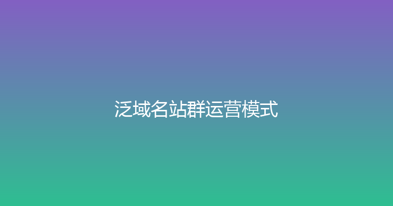 泛域名站群运营模式 封面图
