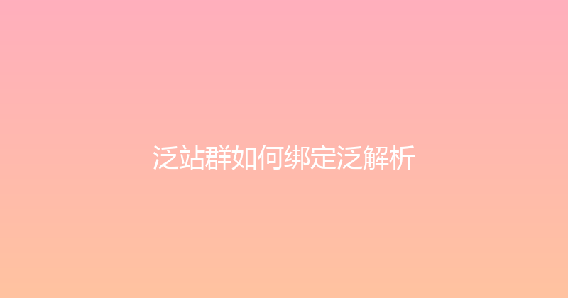 泛站群如何绑定泛解析 封面图
