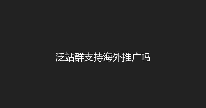 泛站群支持海外推广吗 封面图