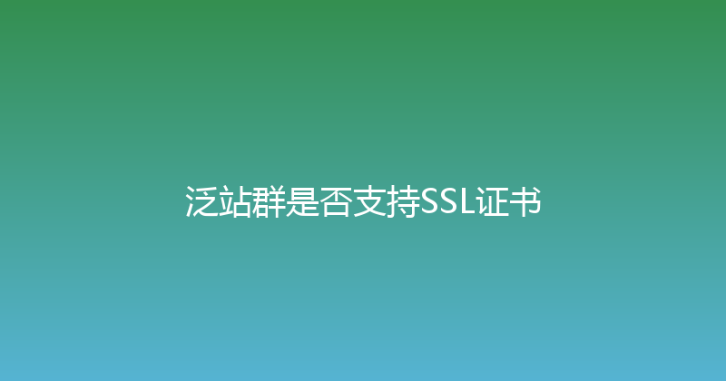 泛站群是否支持SSL证书 封面图