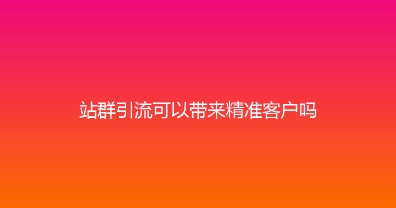 站群引流可以带来精准客户吗 封面图