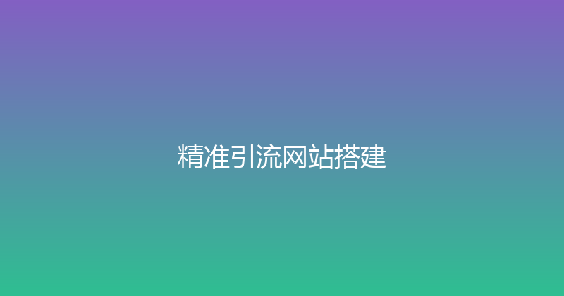 精准引流网站搭建 封面图