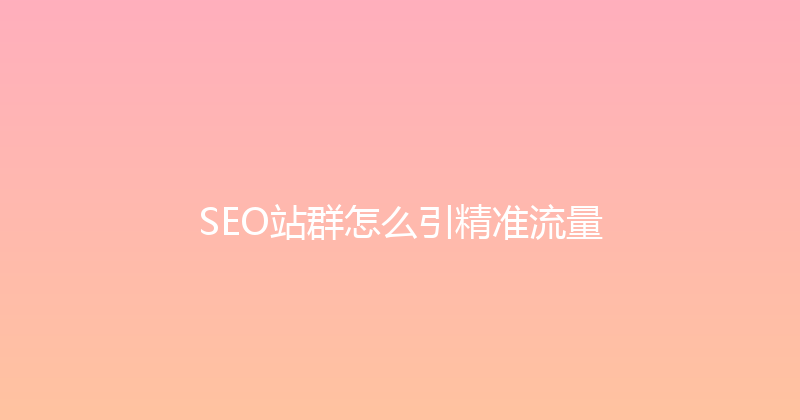 SEO站群怎么引精准流量 封面图